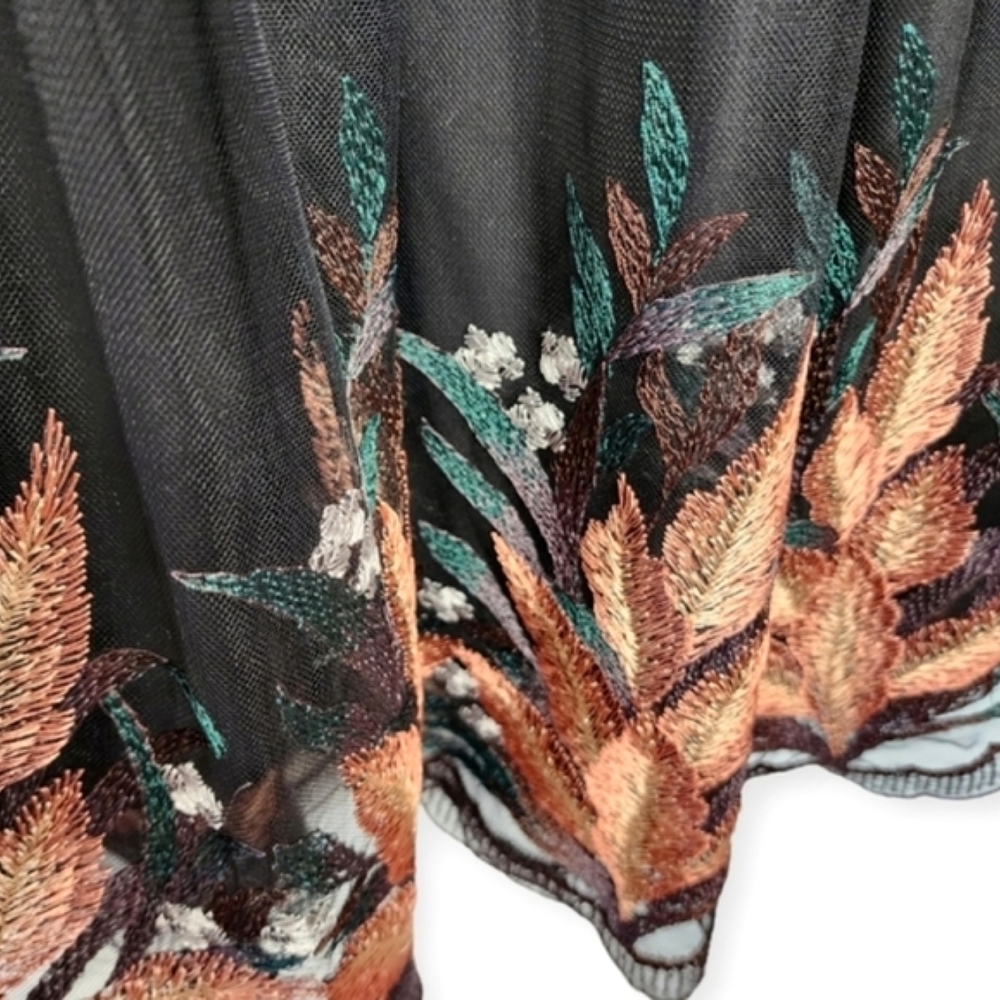 Dixie skirt embroidered chiffon full black size 6/8 - Picture 7 of 12